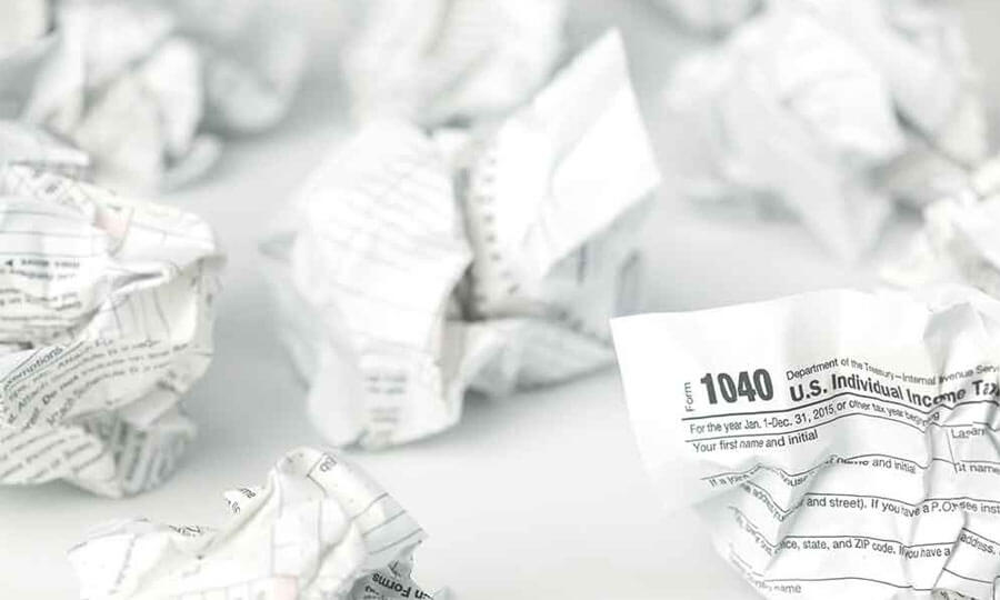 crumpled tax forms