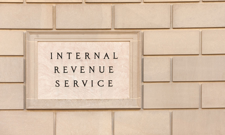 IRS sign on the side of a building
